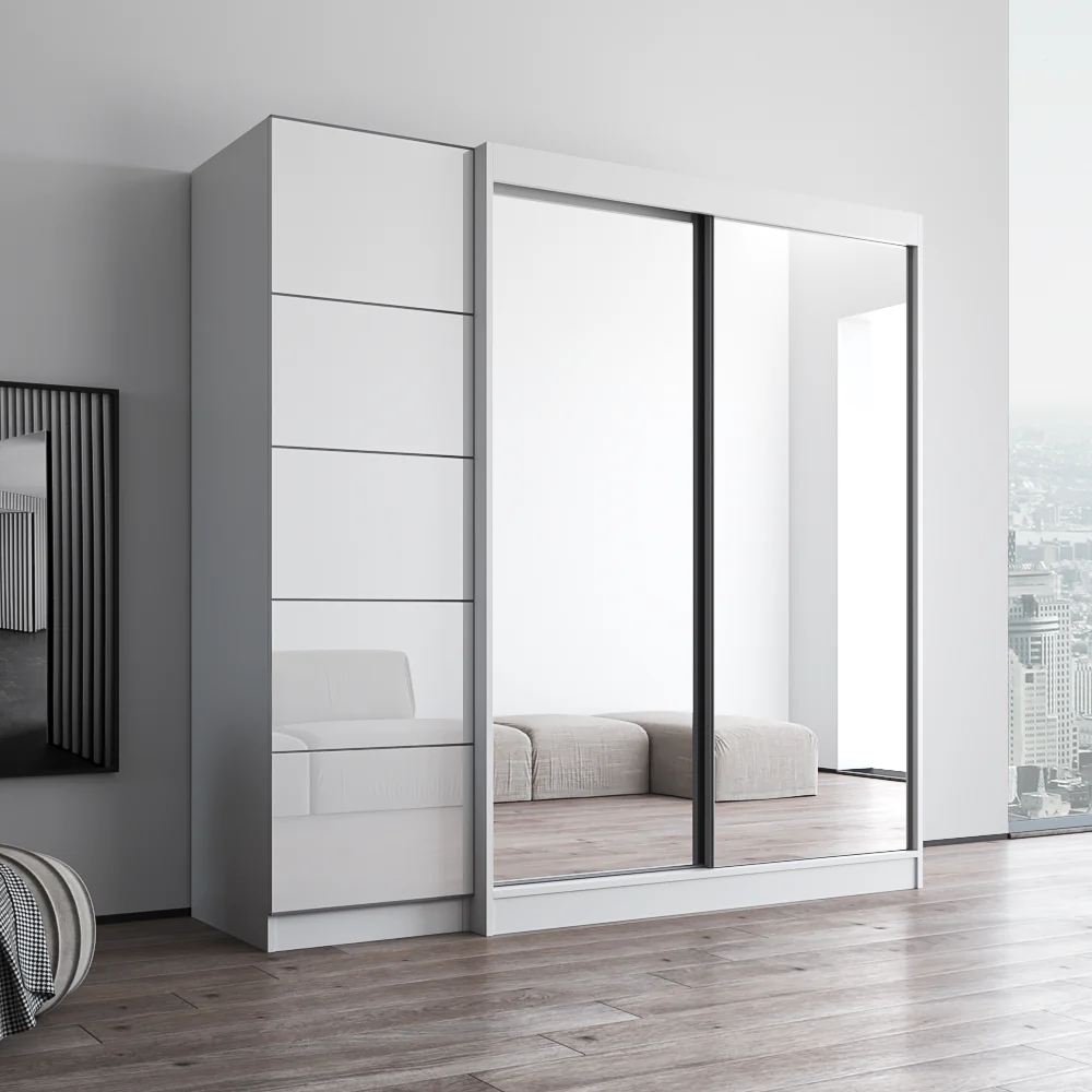 Aria 2D-EX Wardrobe with 2 Mirrors - Image 3