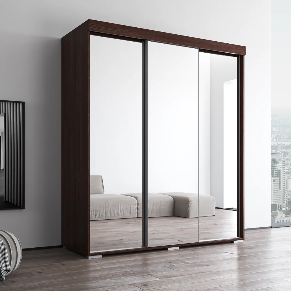 Aria 3D Wardrobe with All Mirror - Image 28