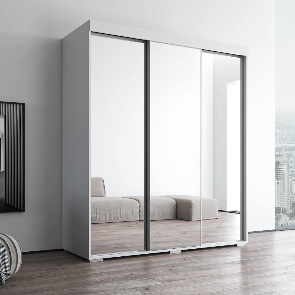 Aria 3D Wardrobe with All Mirror - Image 4