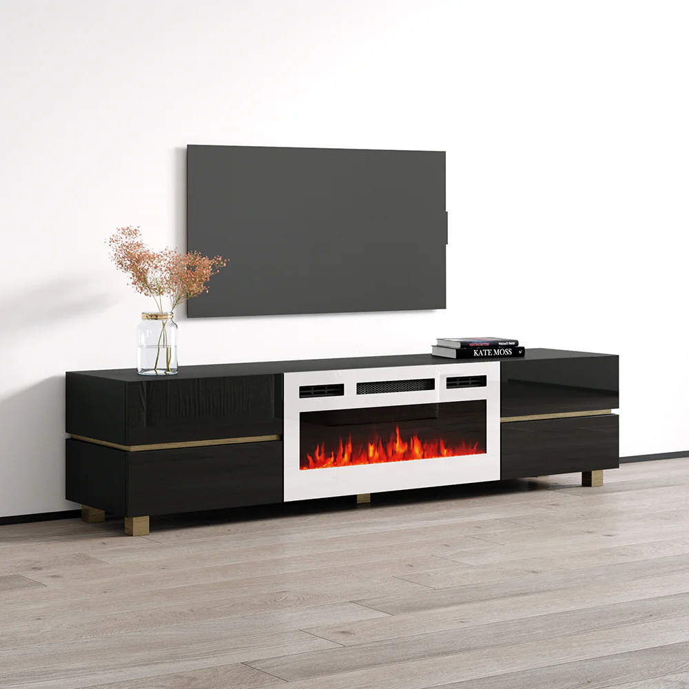 Bono 01 WH-EF Fireplace TV Stand - Image 2