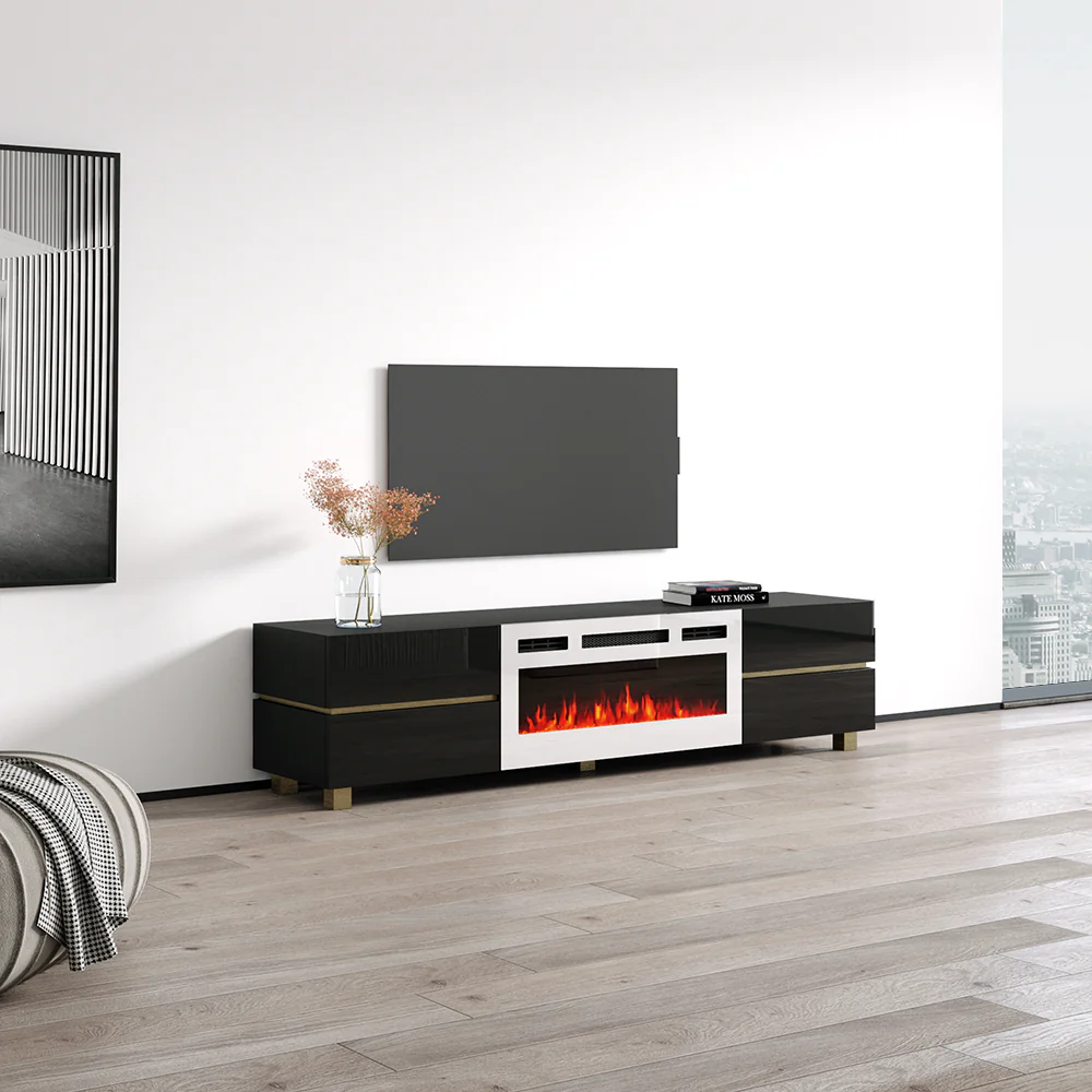 Bono 01 WH-EF Fireplace TV Stand - Image 3