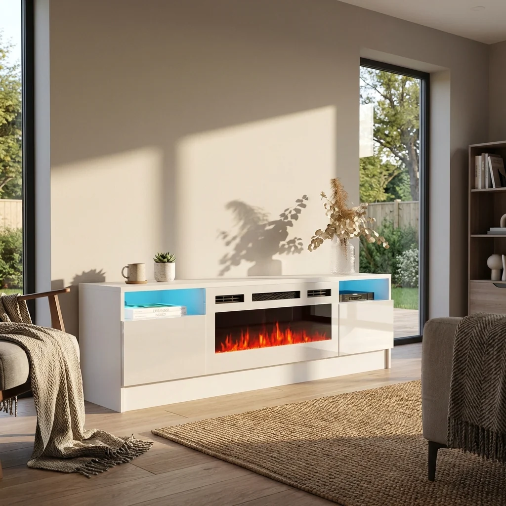 Duke 01 WH-EF Fireplace TV Stand - Image 6