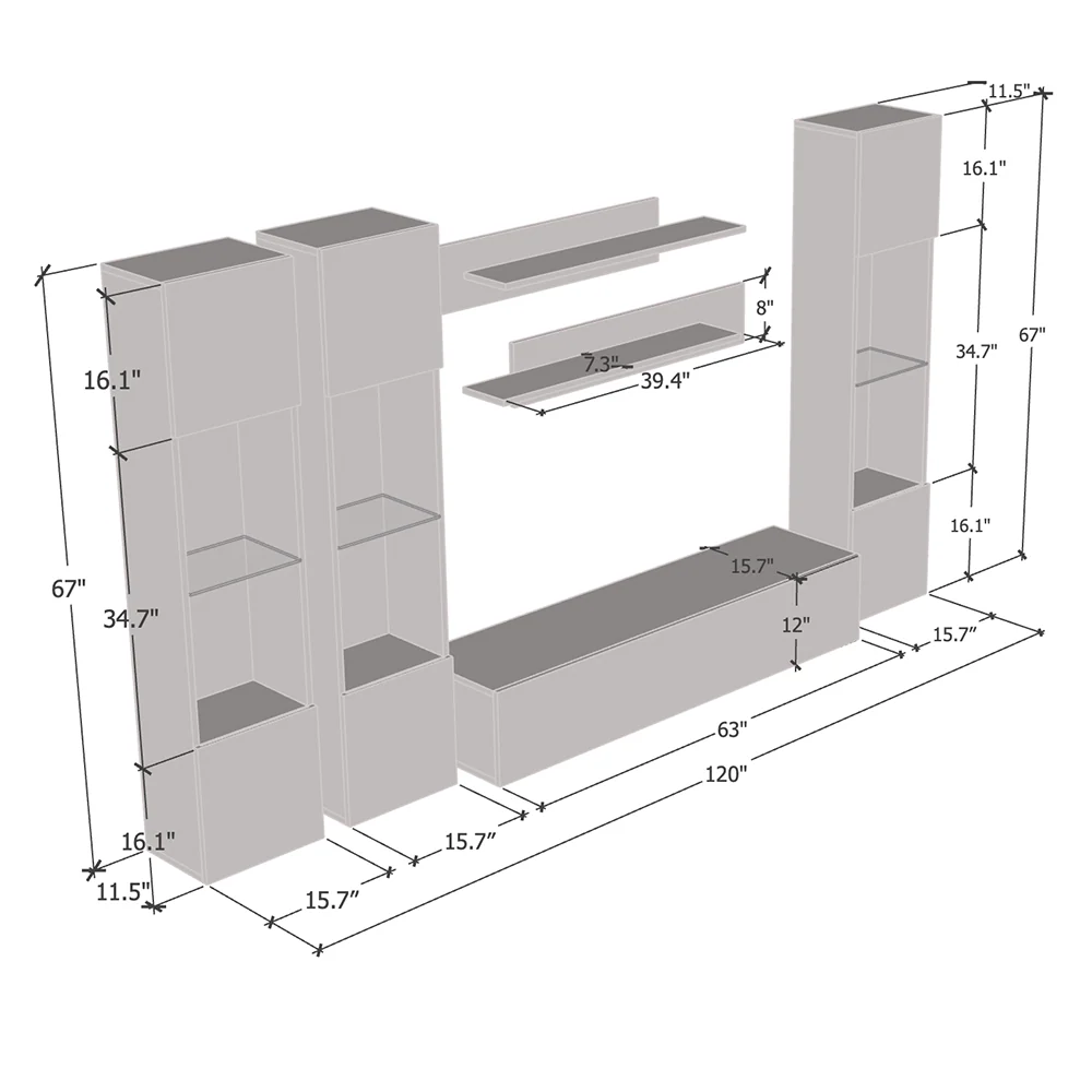 Fly C 30TV Floating Entertainment Center - Image 100