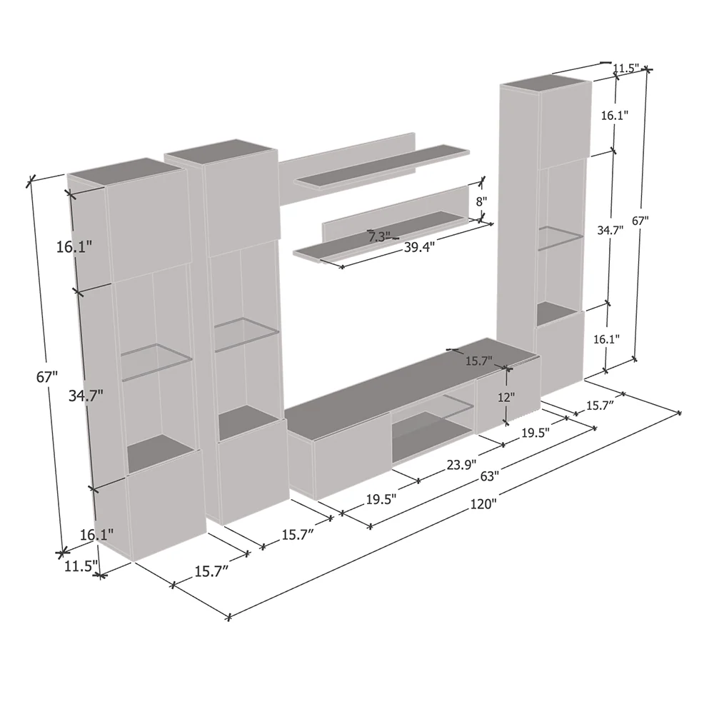 Fly C 33TV Floating Entertainment Center - Image 90