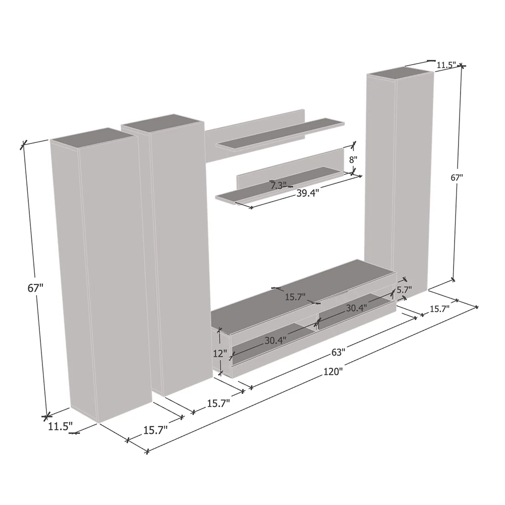 Fly C 34TV Floating Entertainment Center - Image 55