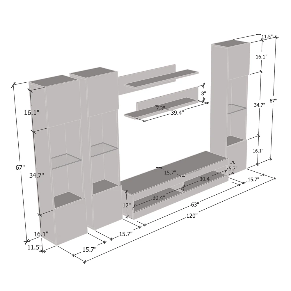 Fly C 34TV Floating Entertainment Center - Image 90