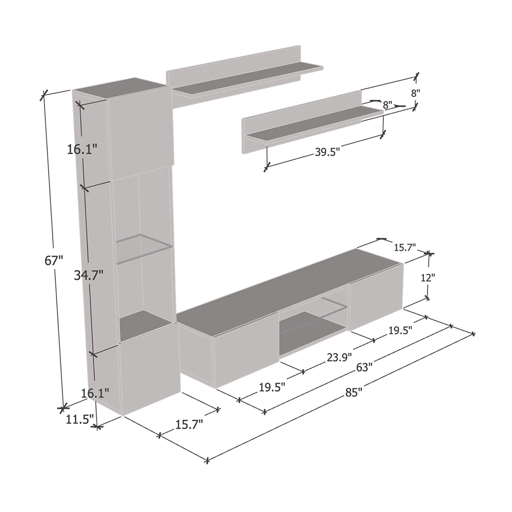 Fly G 33TV Floating Entertainment Center - Image 55