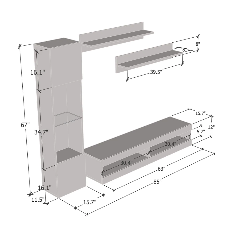 Fly G 34TV Floating Entertainment Center - Image 55