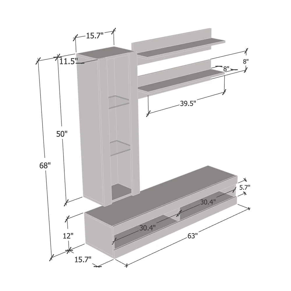 Fly H 34TV Floating Entertainment Center - Image 35