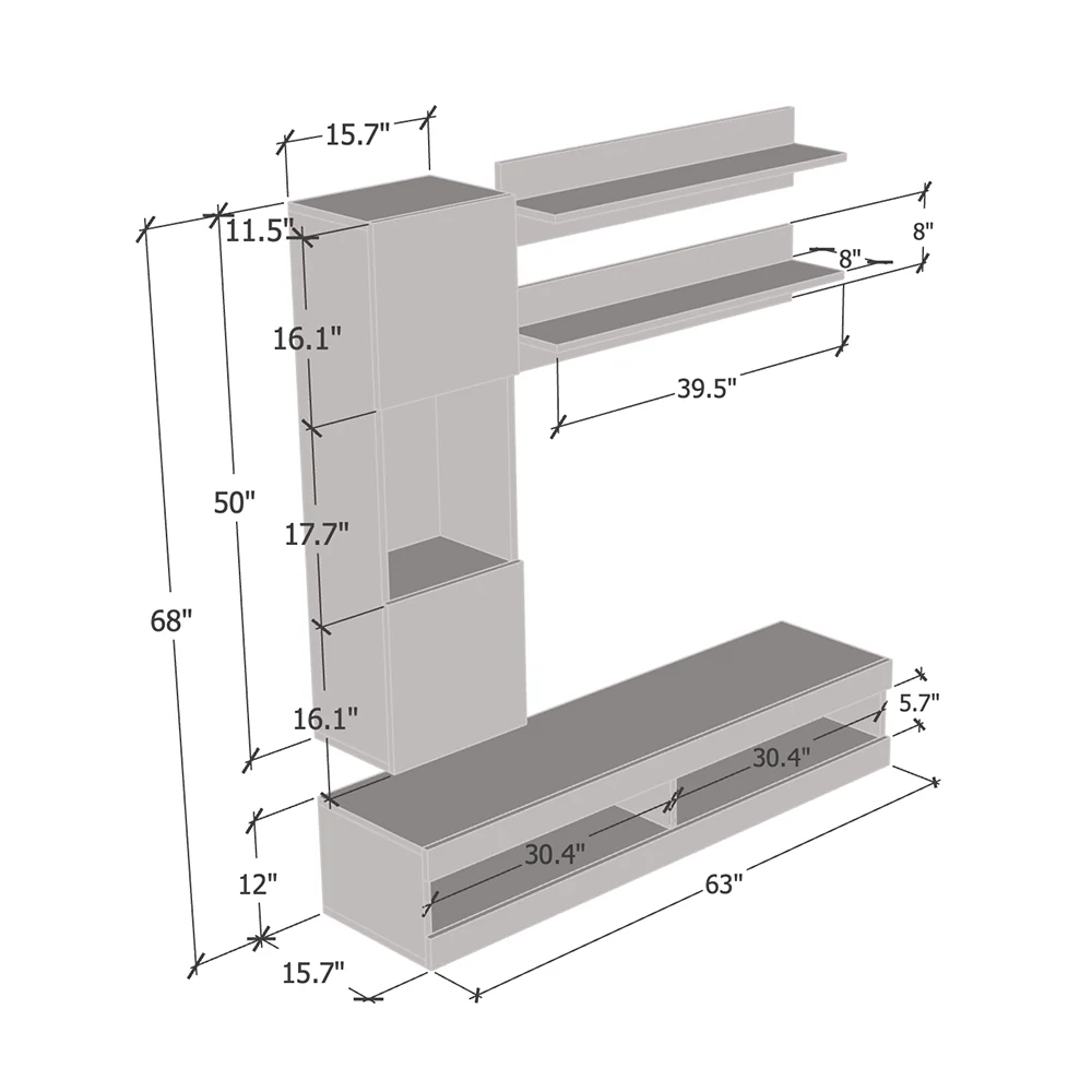 Fly H 34TV Floating Entertainment Center - Image 45