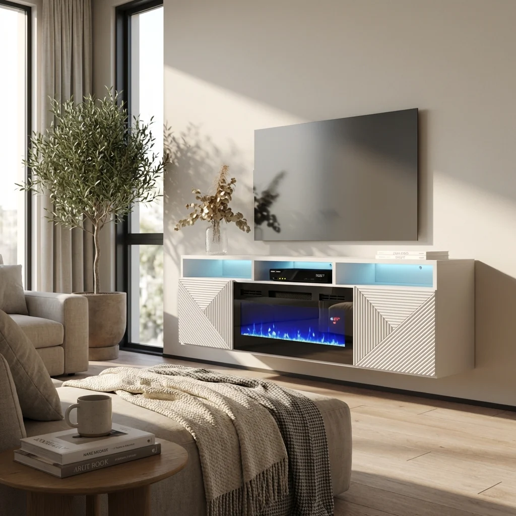 Giza BL-EF Floating Fireplace TV Stand - Image 8
