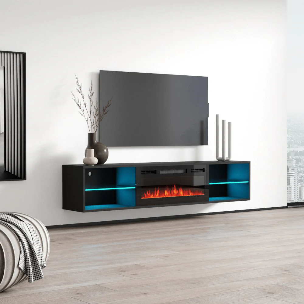 Lima BL-EF Floating Fireplace TV Stand - Image 3