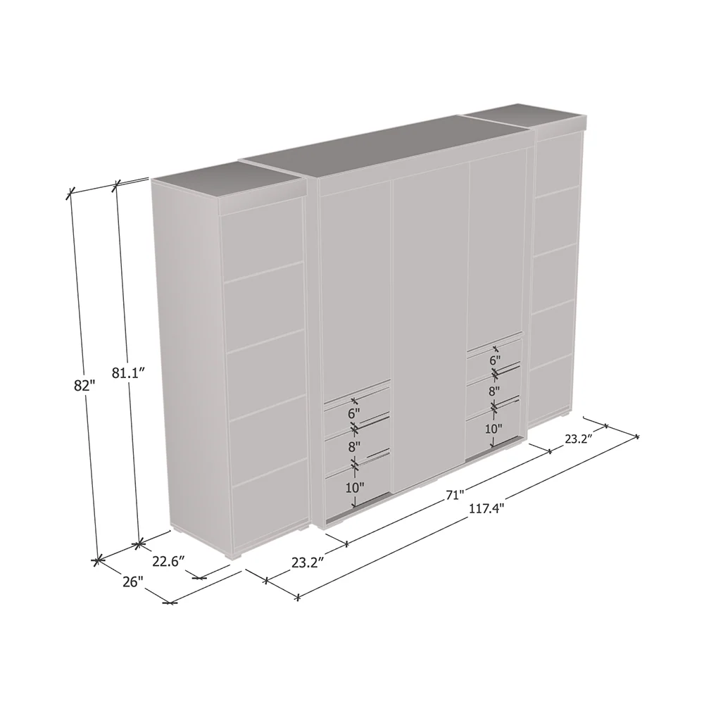 Monaco 3D-EXEX Wardrobe with 1 Mirror - Image 24