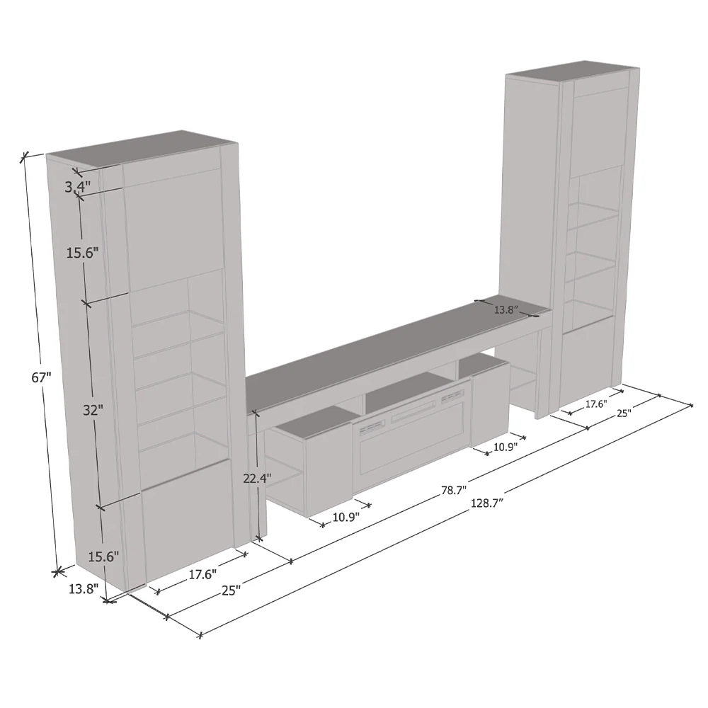 Soleo WH-EF BK-BK Entertainment Center - Image 5