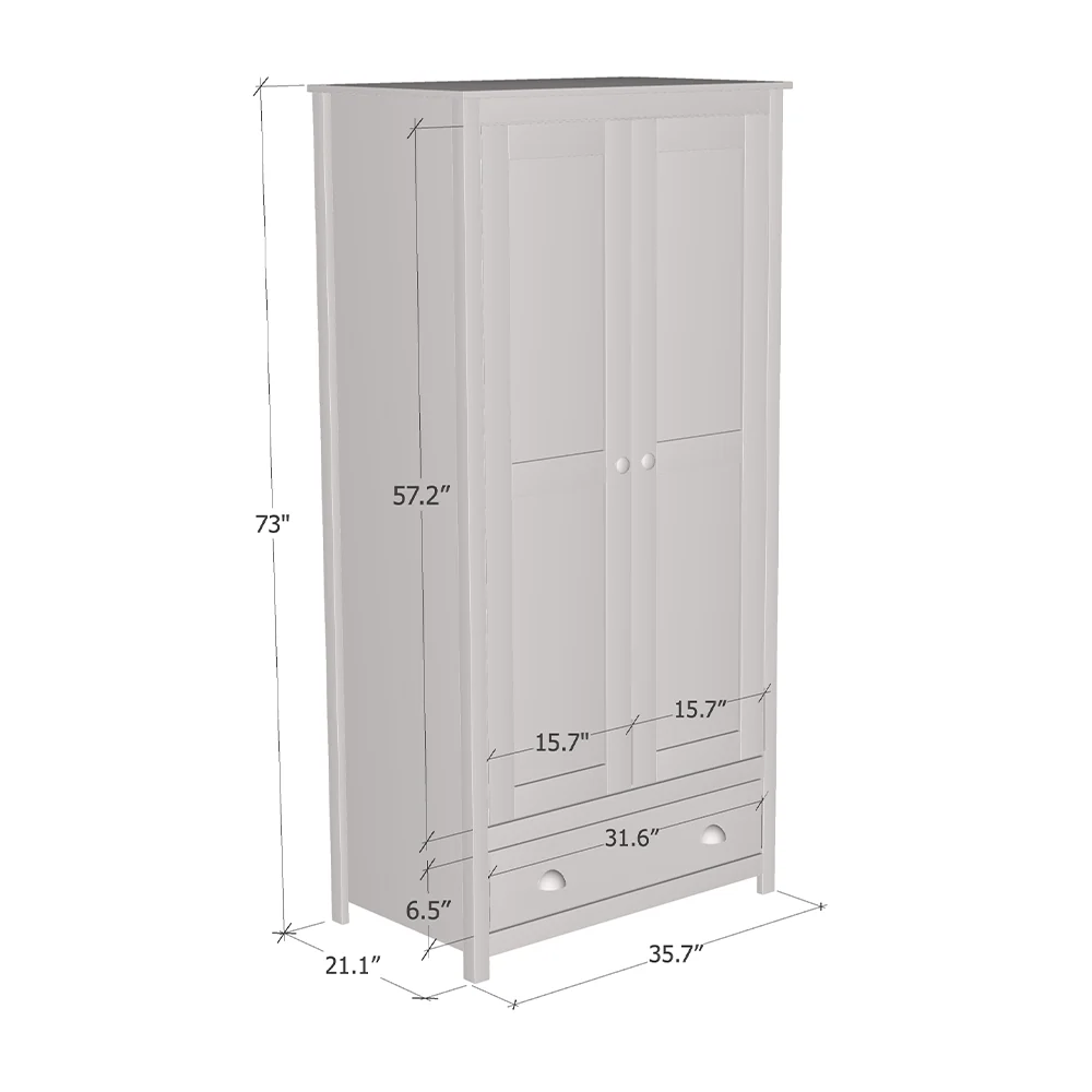 Topazio 2D1S Solid Wood Wardrobe - Image 26
