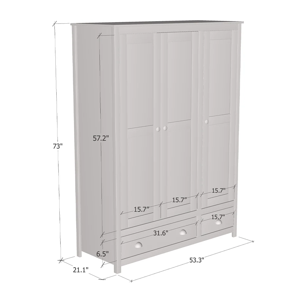 Topazio 3D2S Solid Wood Wardrobe - Image 10