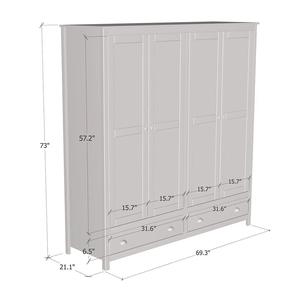 Topazio 4D2S Solid Wood Wardrobe - Image 10