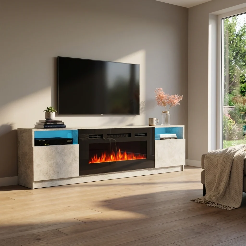 York 02 Fireplace TV Stand - Image 29